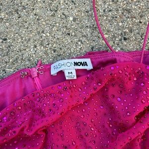 Hot pink studded mini dress